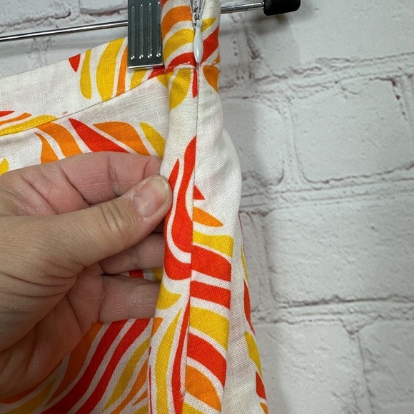 Richard Malcolm Woman's Linen midi length bright leaf print, sz 6, EUC - Picture 2 of 5